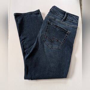 Silver Jeans Avery Capri Blue Denim High Rise W32 L23.5 Cropped Embroidered Boho